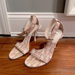 Vintage Dior monogram heels (pink / rhinestones)